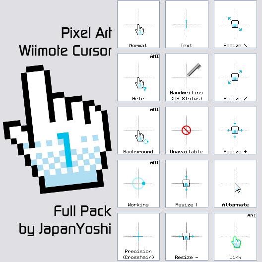 Wiimote Cursor (Pixel Art) Full Pack by JapanYoshi on DeviantArt