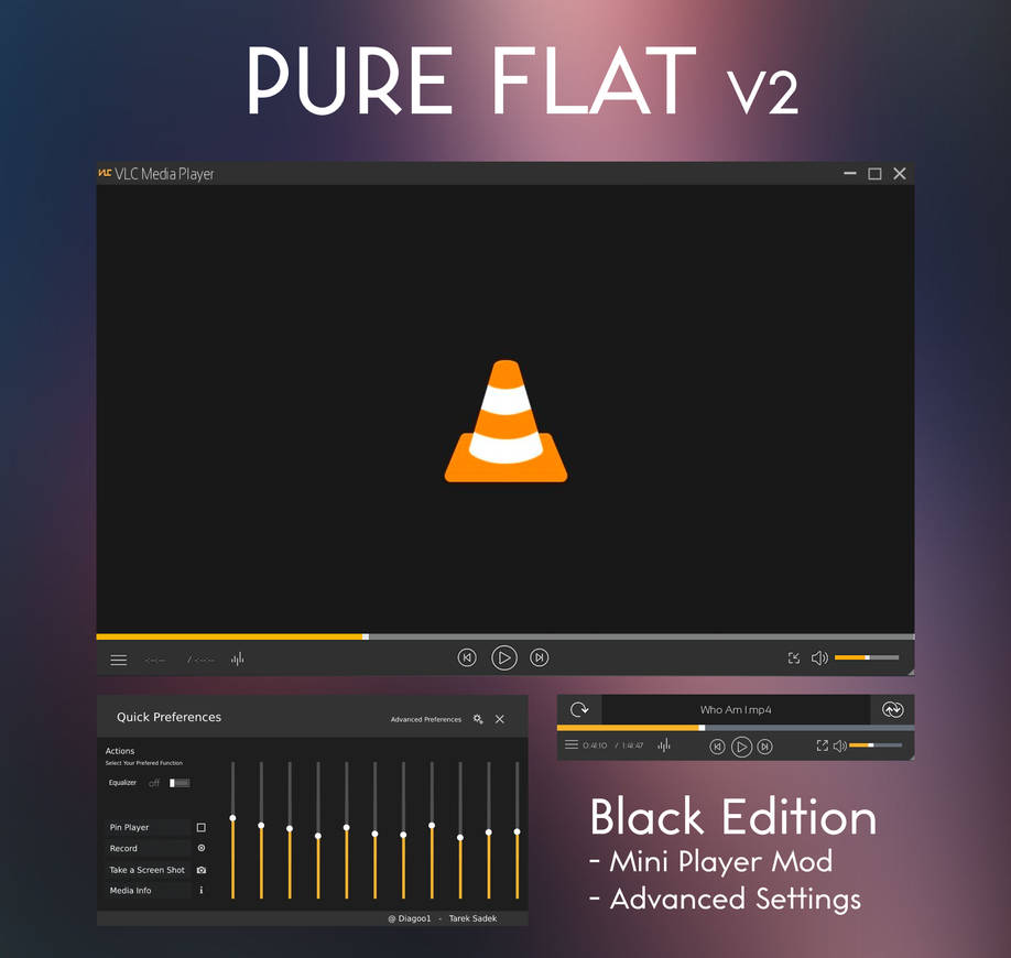 Pure Flat V2 Black Edition VLC Skin by Diagoo1 on DeviantArt