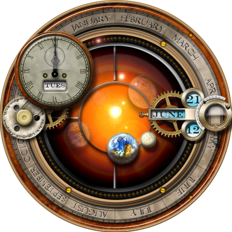 Steampunk Calendar Orrery Yahoo Widget