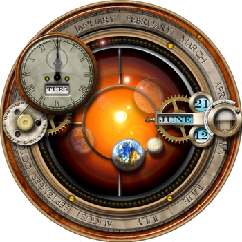 XWidget Skin for the Steampunk Orrery and Clock by yereverluvinuncleber