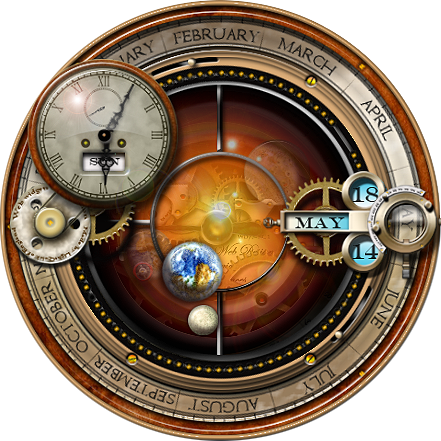 Steampunk Orrery Calendar Clock Yahoo Widget MkII