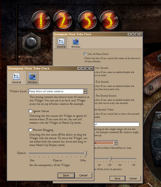 Steampunk Thermionic Nixie Tube Yahoo Widget