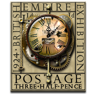Steampunk Weathered Clock Icon and Stamp