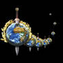 Steampunk Earth with Sword Icon
