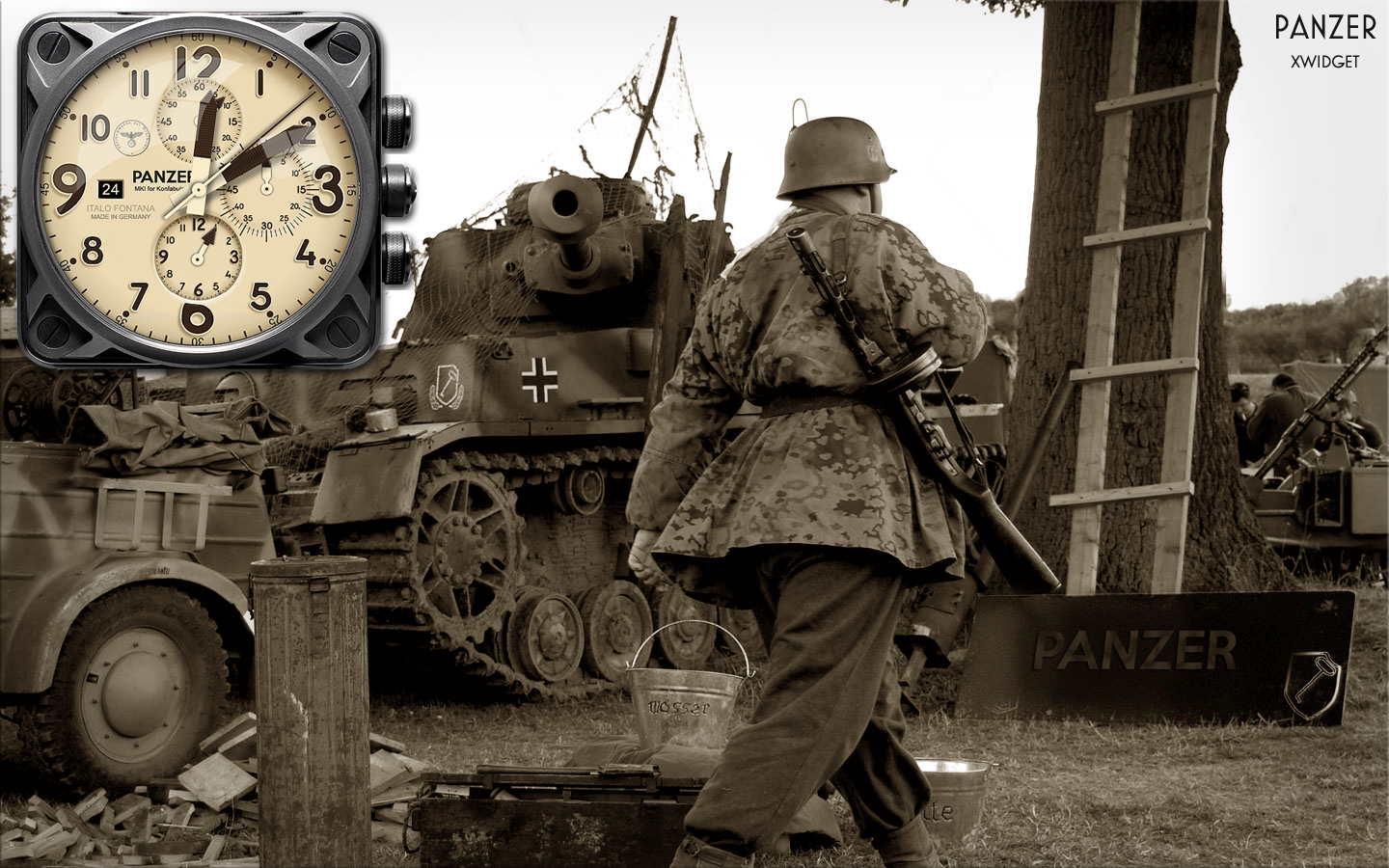 Panzer Clock and Stopwatch XWidget