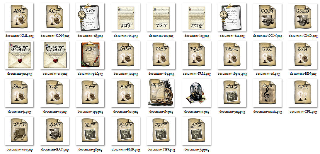 Steampunk EXE image audio/video icons PNG format by ...