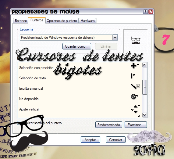 Cursores De Bigotes y Lentes