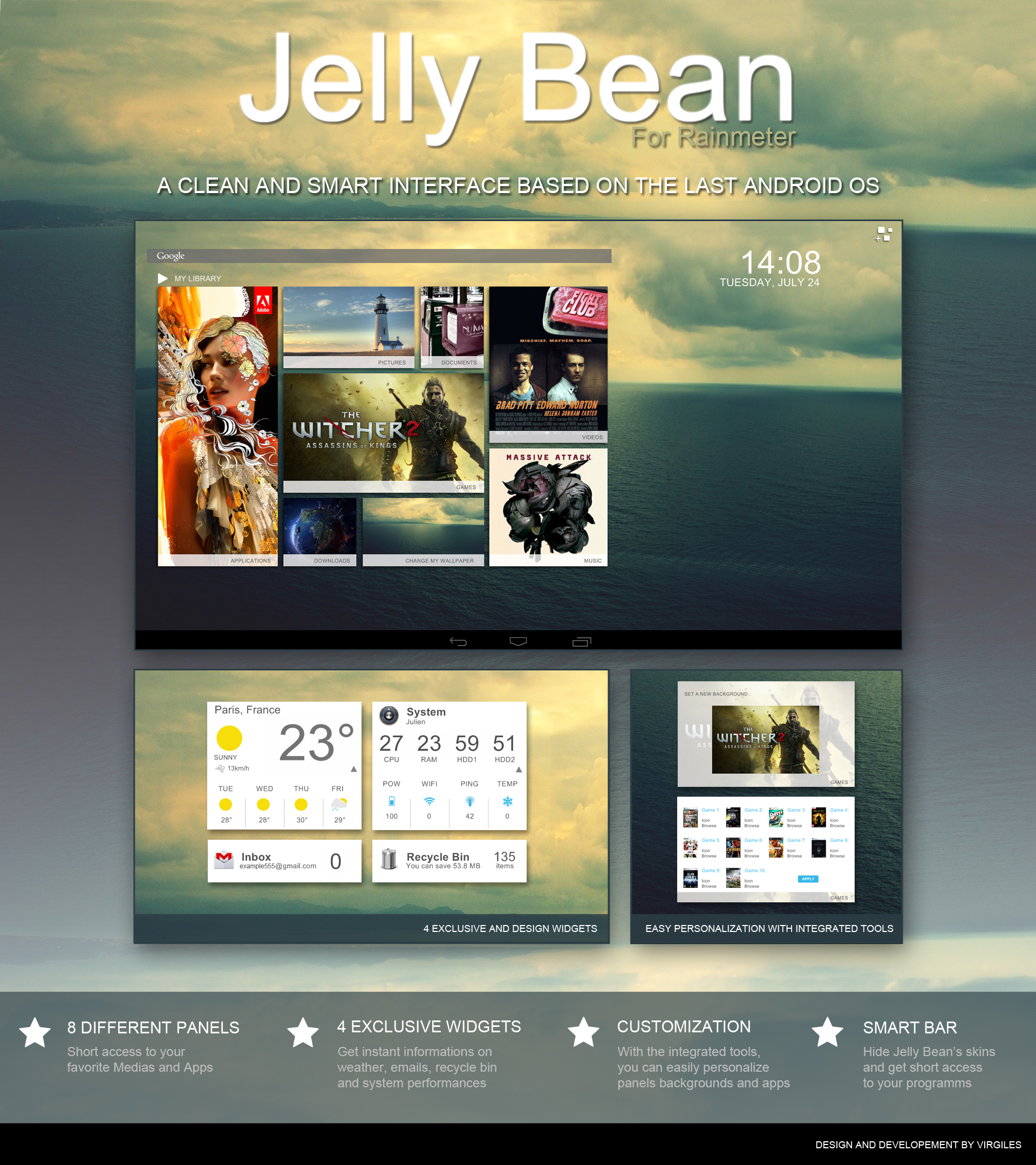 Jelly Bean - A complete theme for Rainmeter