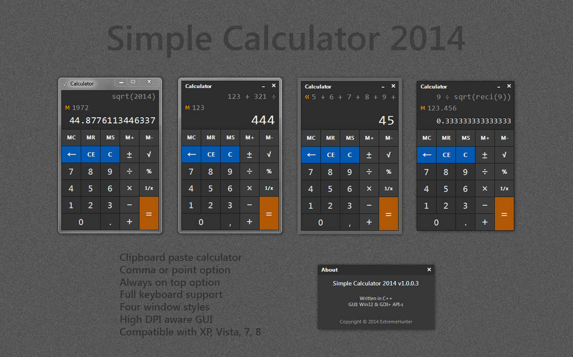 Simple Windows Calculator 2014 v1.0.0.3 by eXtremeHunter1972 on DeviantArt
