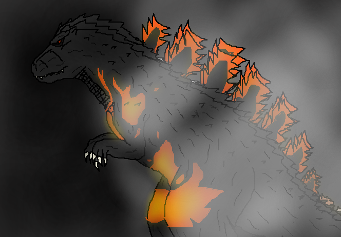 Burning Godzilla drawing