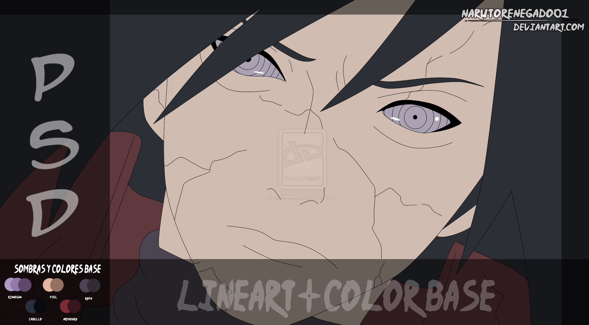 Madara Uchiha Opening 13 lineart PSD