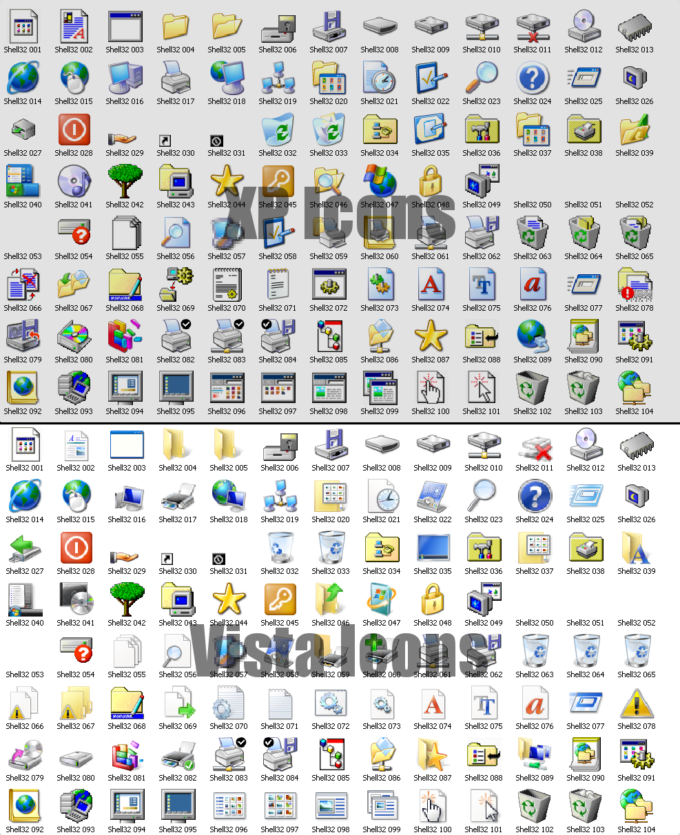 Windows XP and Vista Icons