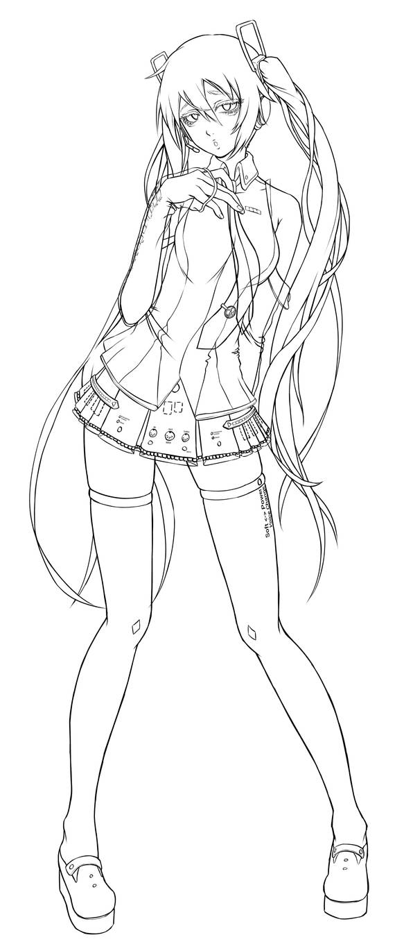 Hatsune Miku V4x Lineart By Tsiox On Deviantart