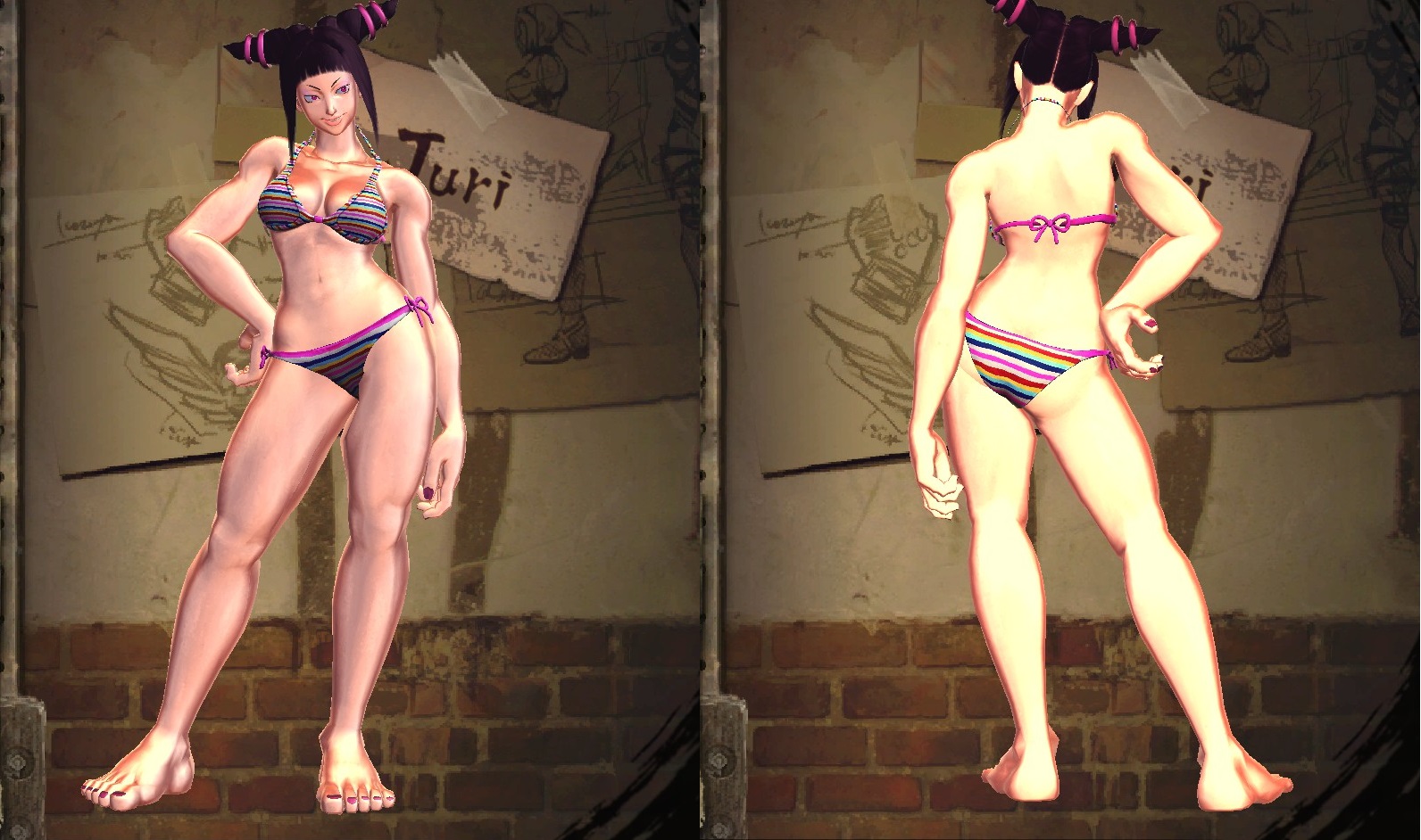 SFxT Mod: Juri Lolipop Chainsaw Striped Bikini