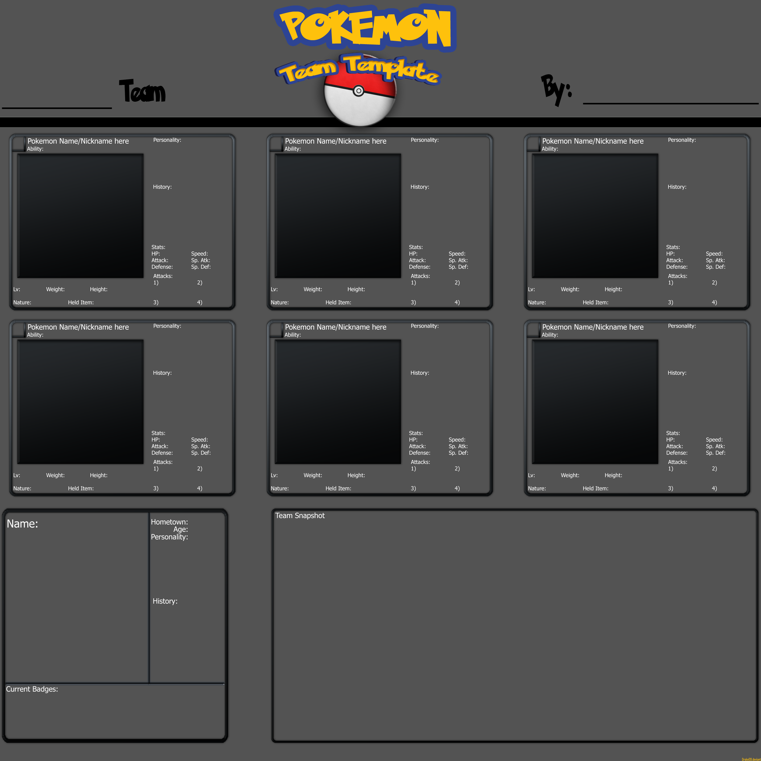 Custom Pokemon Team Template by Drake09 on DeviantArt Custom Pokemon Team Template by Drake09 on DeviantArt