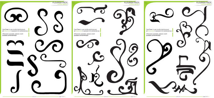 (Royalty-Free) Stylized Flourish PNG Cutouts