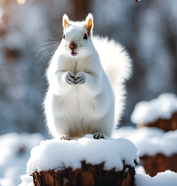 White squirrel at the snow by nmmarkowa on DeviantArt