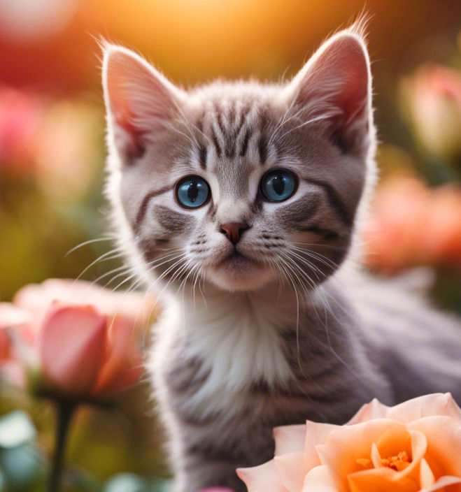 A beautiful kitten surrounded by roses by nmmarkowa on DeviantArt