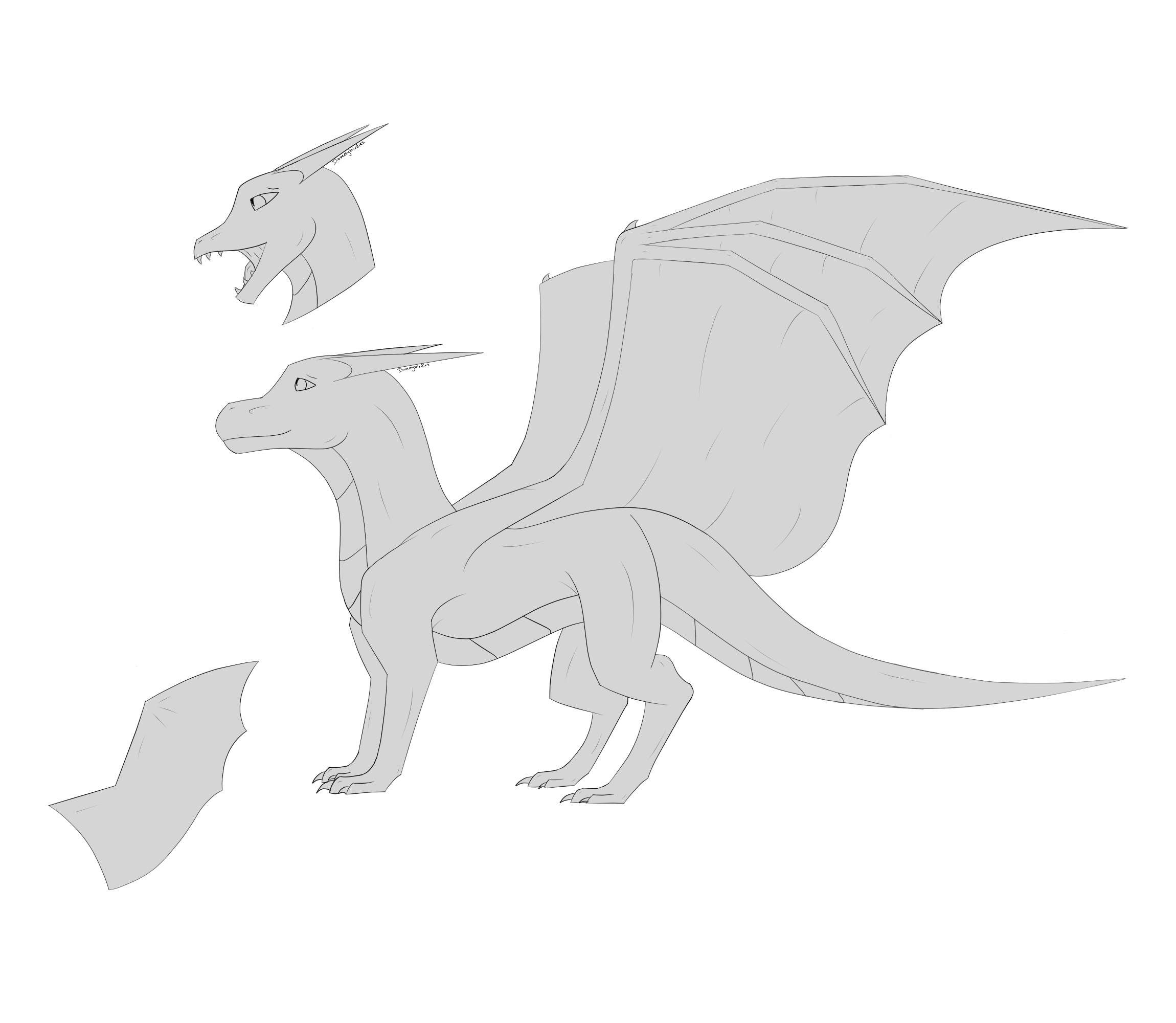 Dragon Ref Sheet Lineart by ilovemybirdies4 on DeviantArt