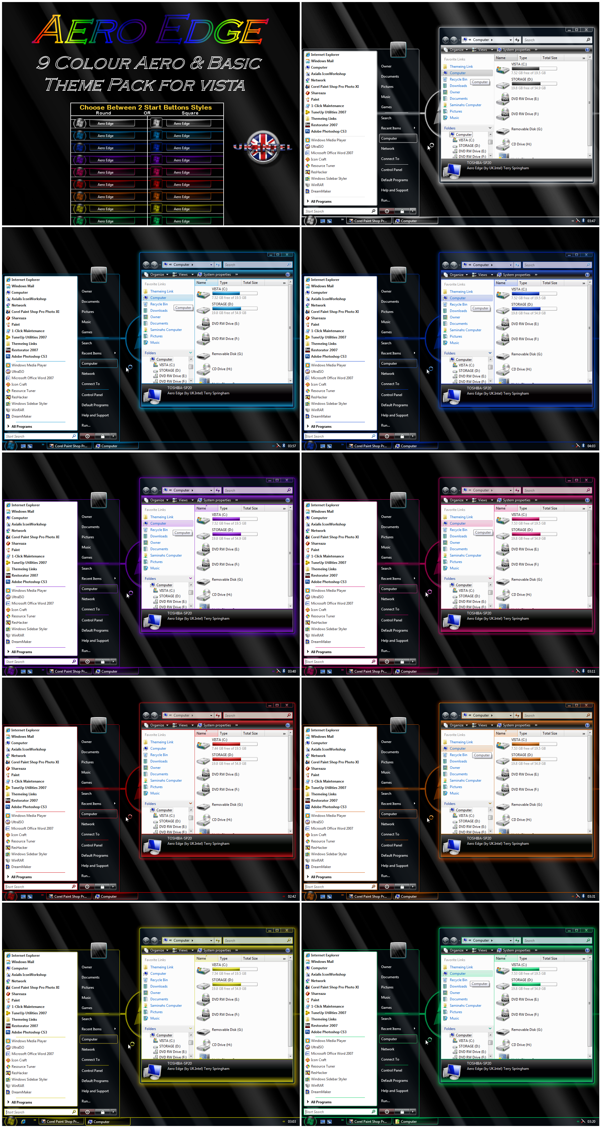 AeroEdge - 9 colours for Vista