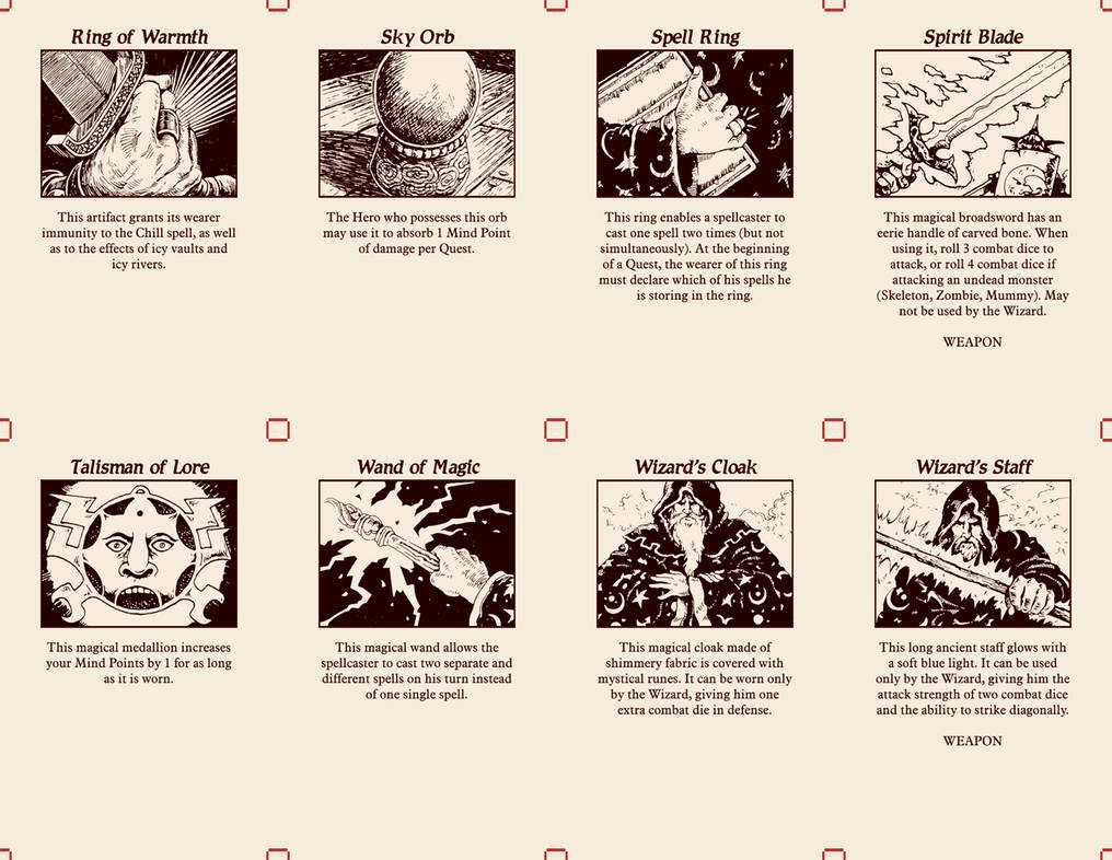 HeroQuest artifacts, revised by Odanan on DeviantArt