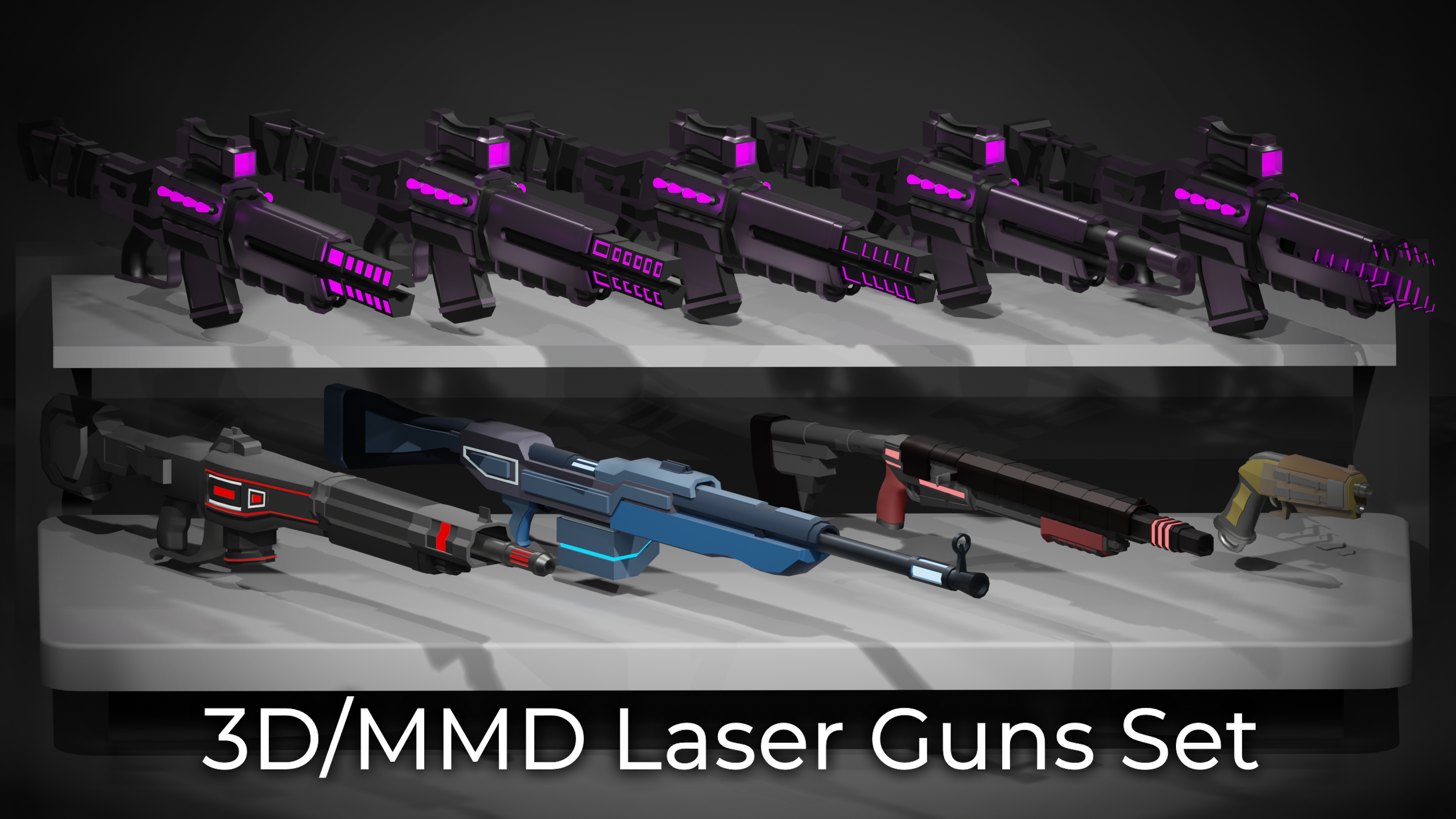 3D/MMD Laser Guns Set P2U Download