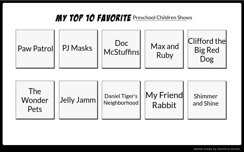 My Top 10 Favorite Preschool Children Shows by jrg2004 on DeviantArt