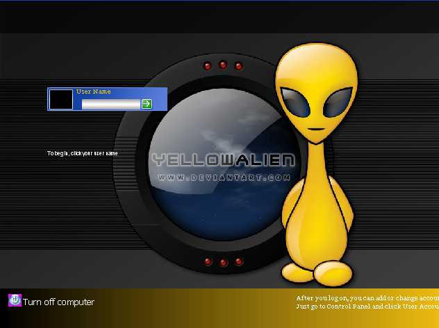 Yellow Alien Logon for LogonXP