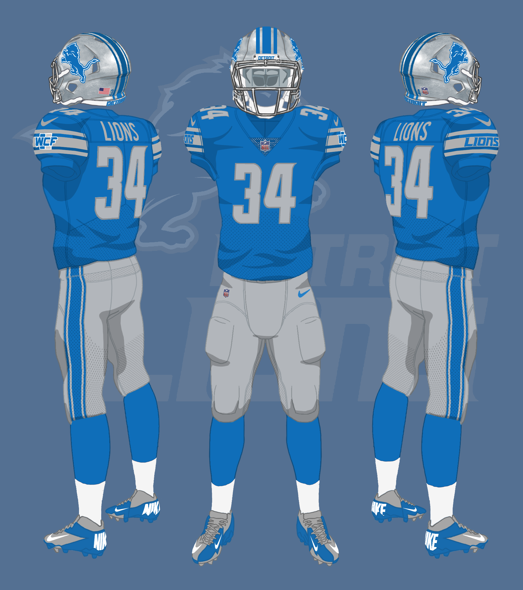 detroit lions uniform