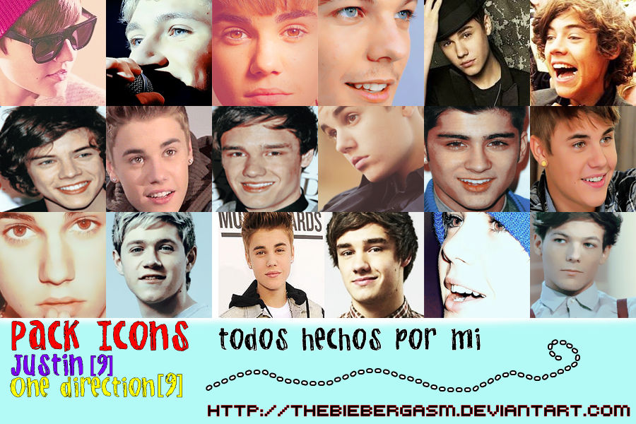 Pack icons One direction y Justin Bieber. by TheBiebergasm on DeviantArt