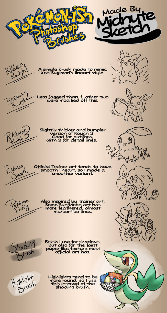 Pokemon Style Brushes For Photoshop By Midnytesketch On Deviantart