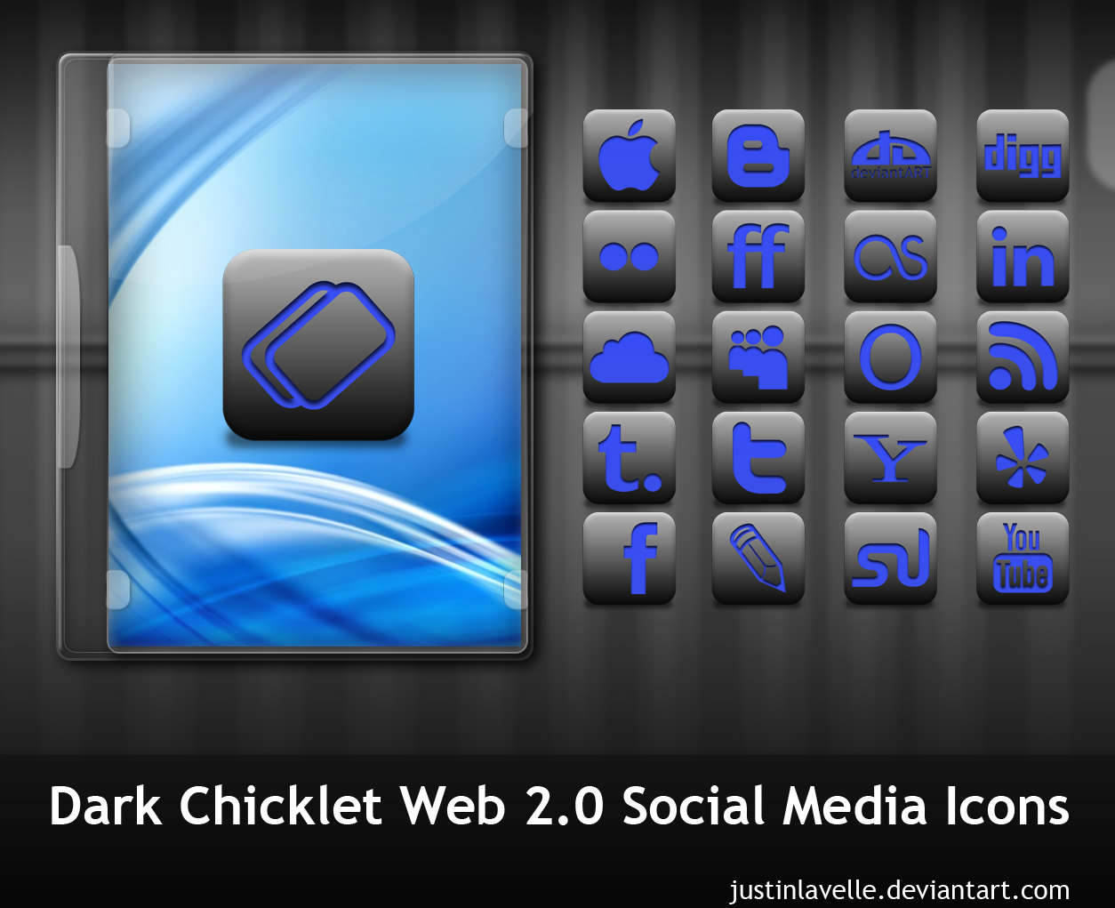 Dark Chicklet Social Icons