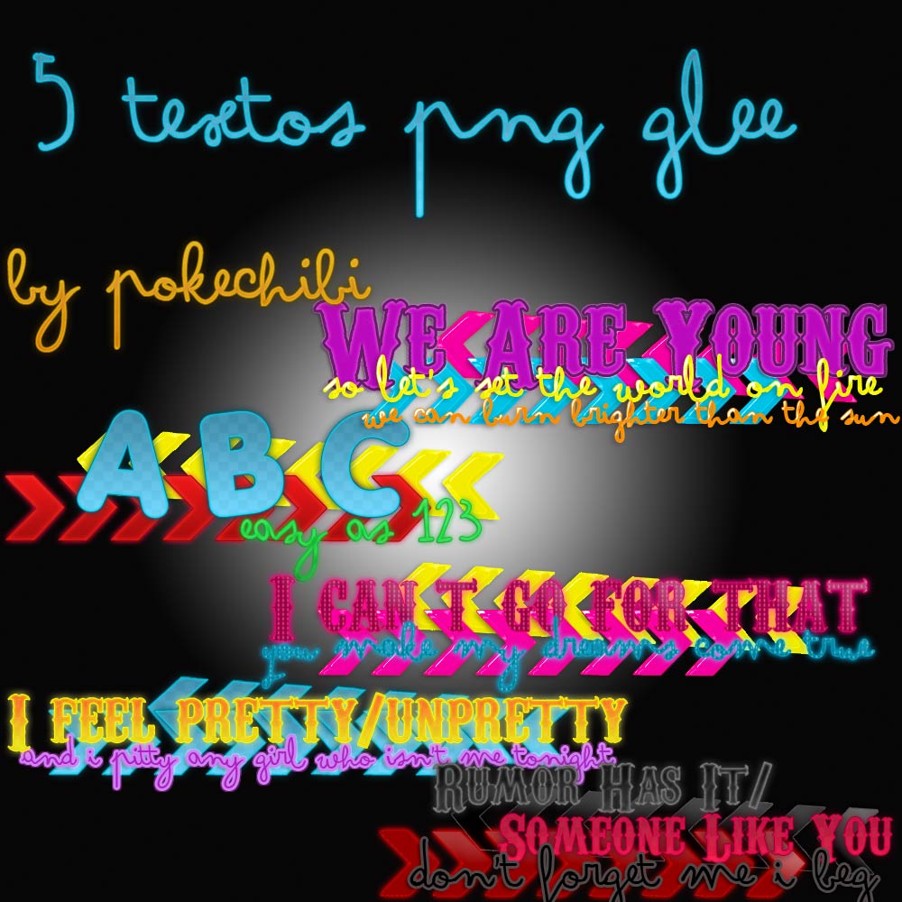 5 textos png glee png texts