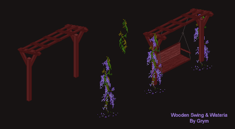 Wooden Swing and Wisteria