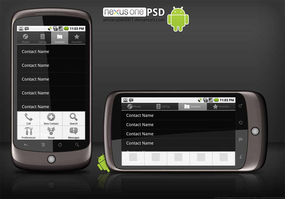 Google Nexus One template PSD