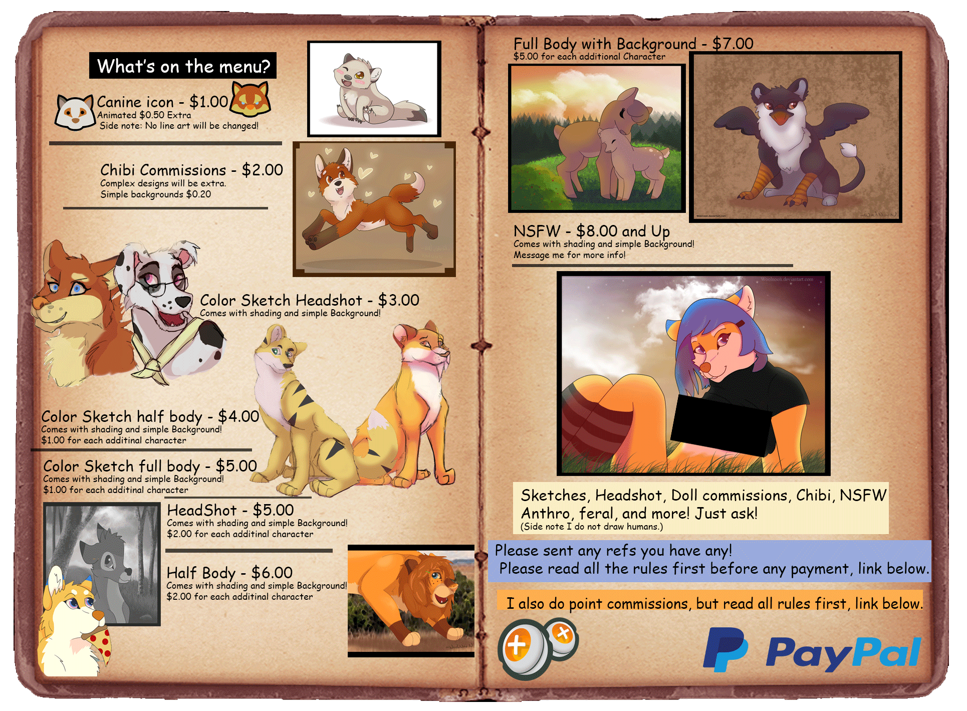 Commission Prices POINTS AND PAYPAL (2017)