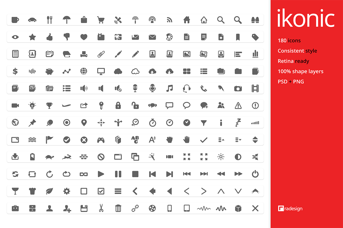 ikonic - 180 vector icons
