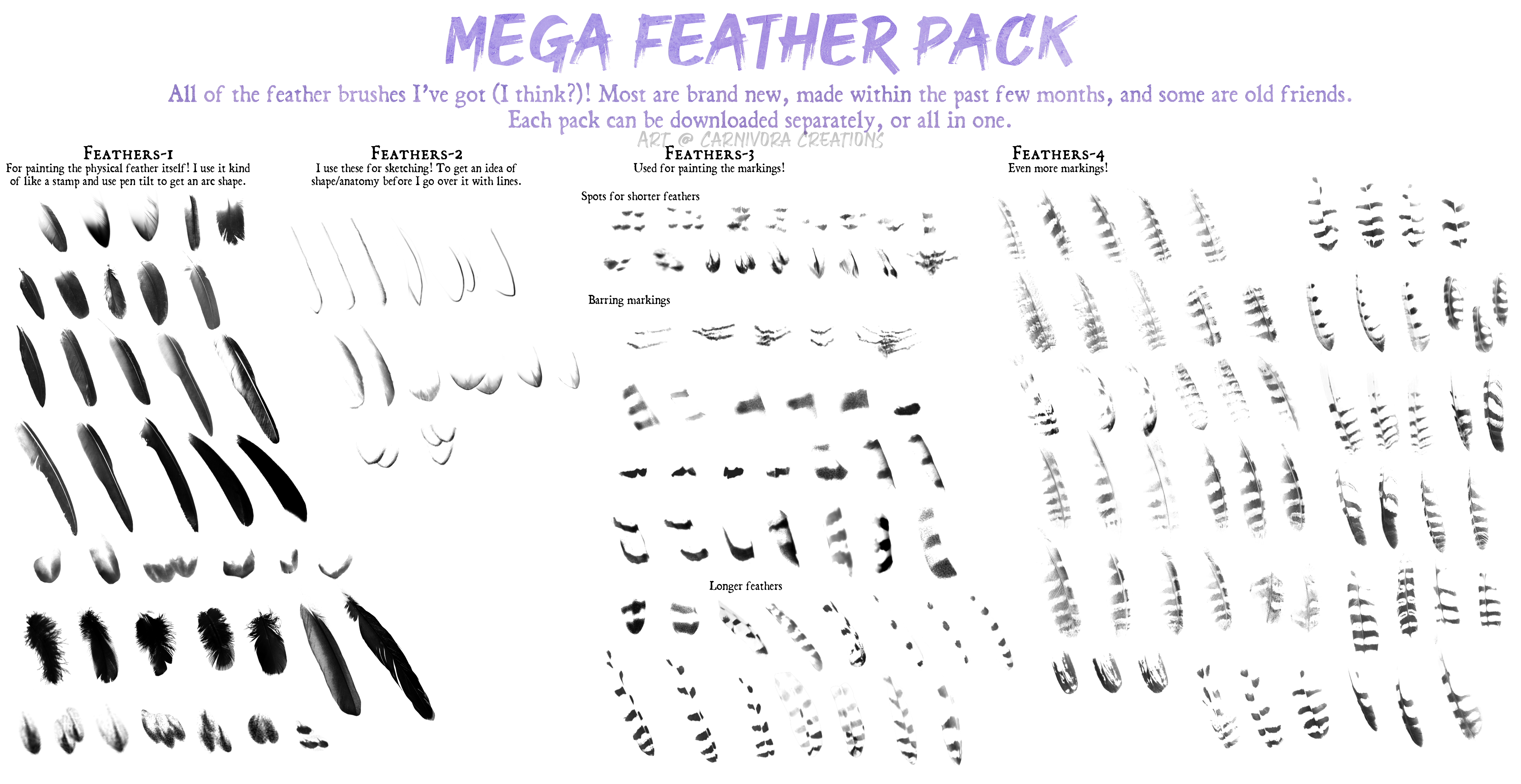Free mega feather pack (.abr/photoshop)
