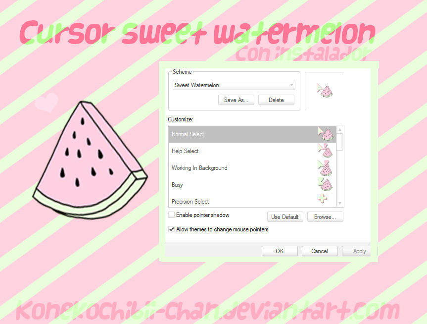 Cursor Sweet Watermelon (con instalador) by KonekoChibiiChan on DeviantArt
