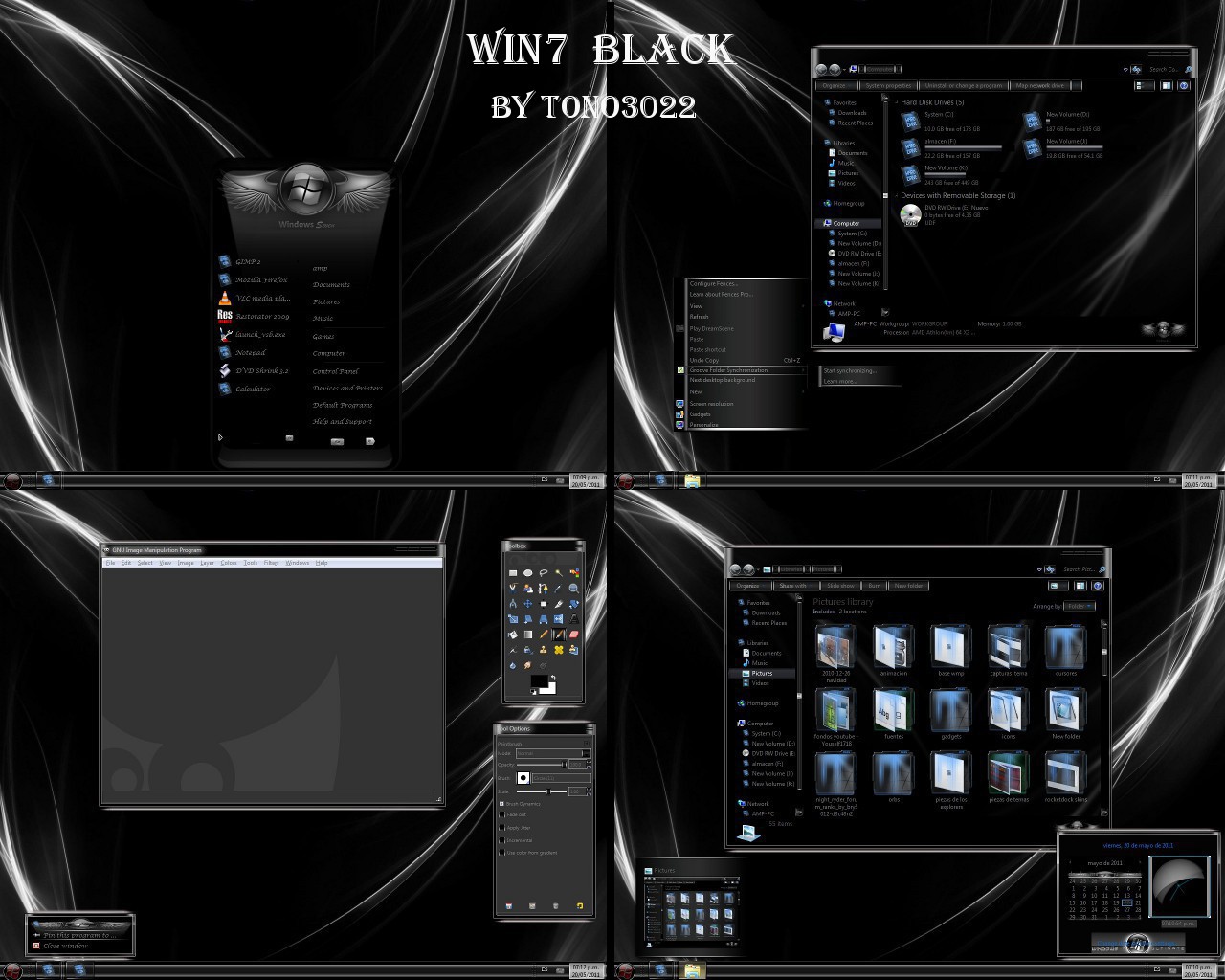 windows 7 theme black glass