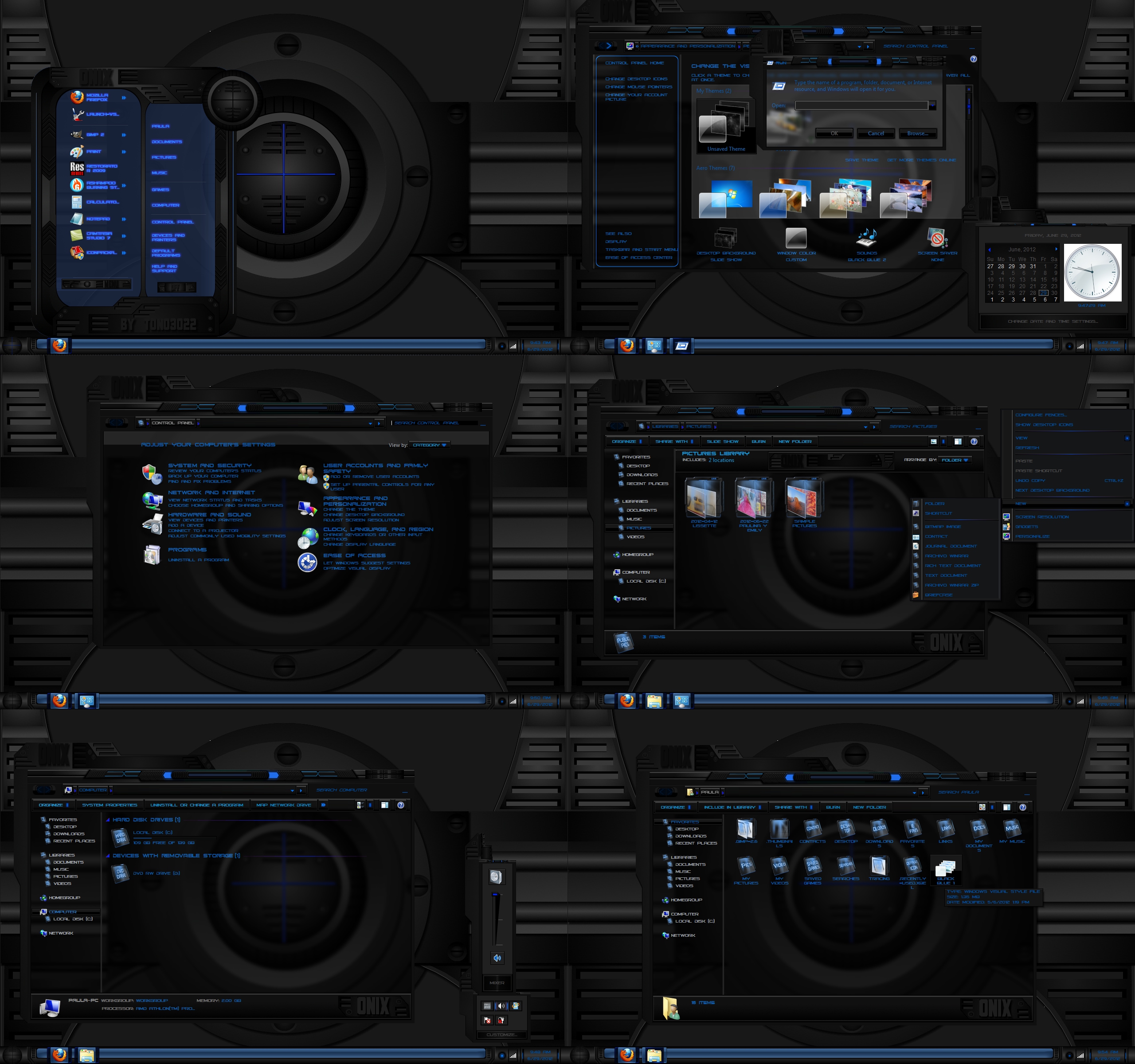 windows 7 theme black and blue (onix)