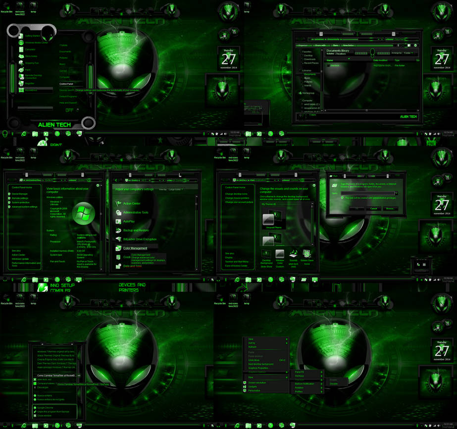 windows 7 themes alien tech... green by tono3022 on DeviantArt