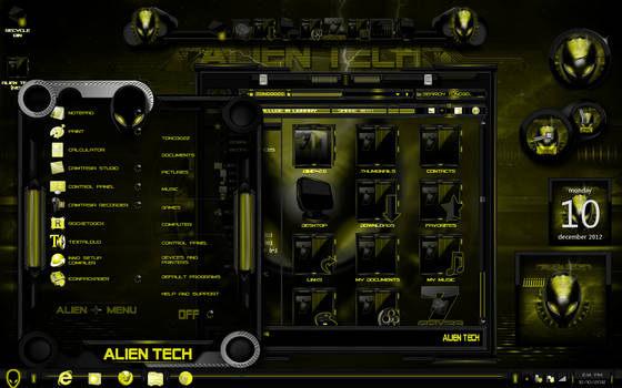 windows 7 themes alien tech in yellow