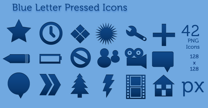 Blue Letter Pressed Icons