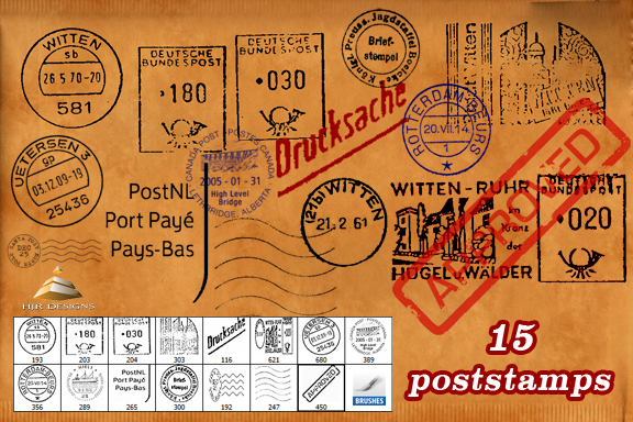 15 POSTSTAMP BRUSHES