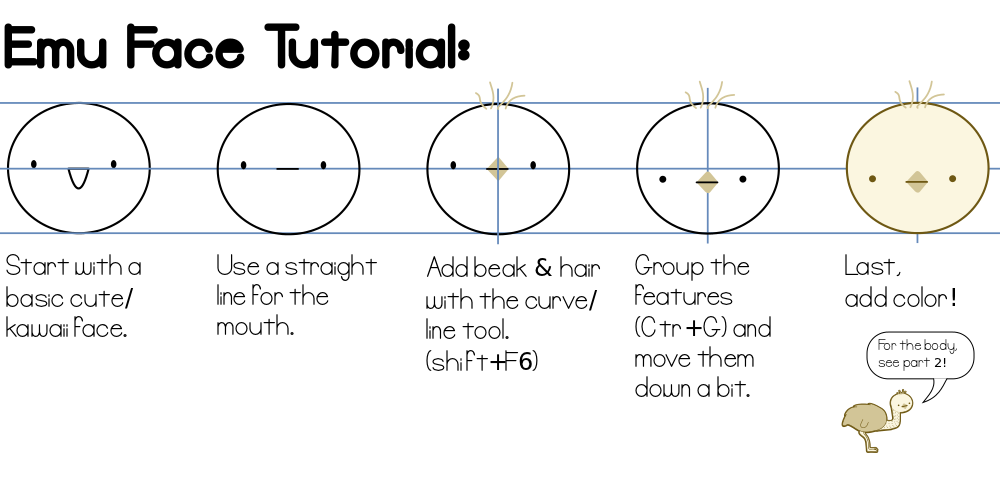 Cute Emu Face Tutorial