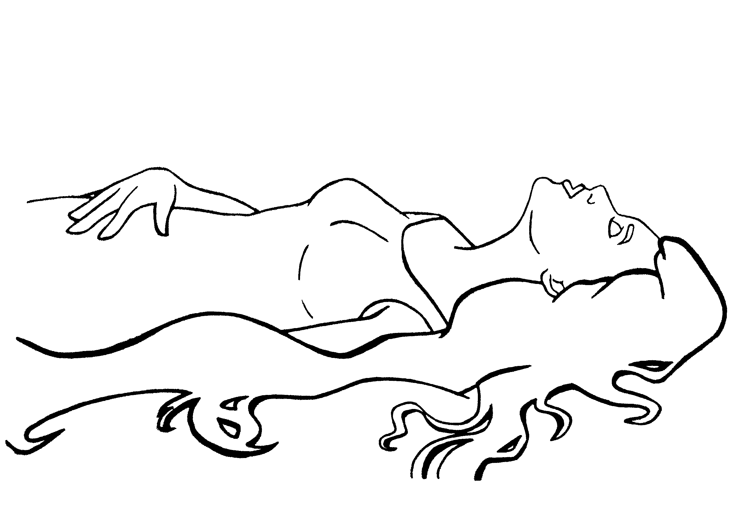 Girl Sleeping - Line Art