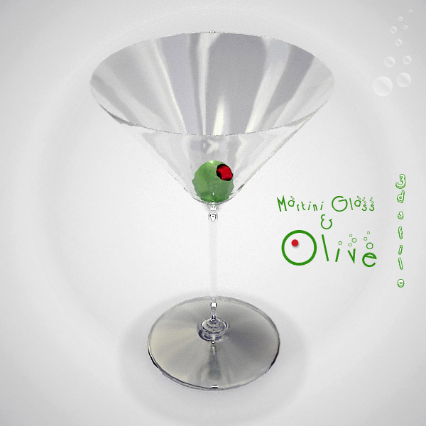 Martini Glass and Olive