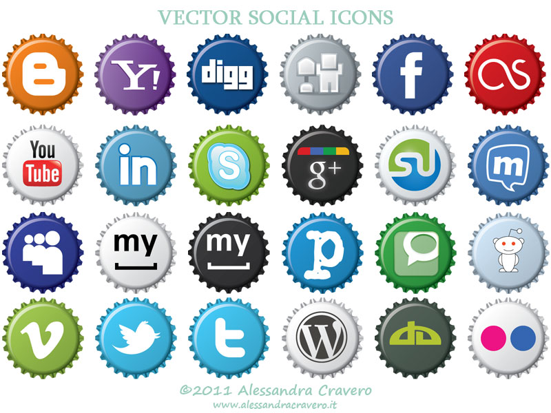 Vector Social Icons on Caps