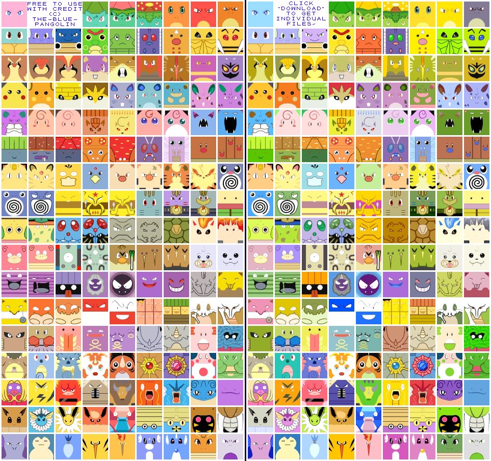 Free Avatars All Kanto Pokemon